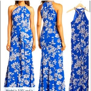 COPY - Calvin Klein Royal Blue Floral Gown